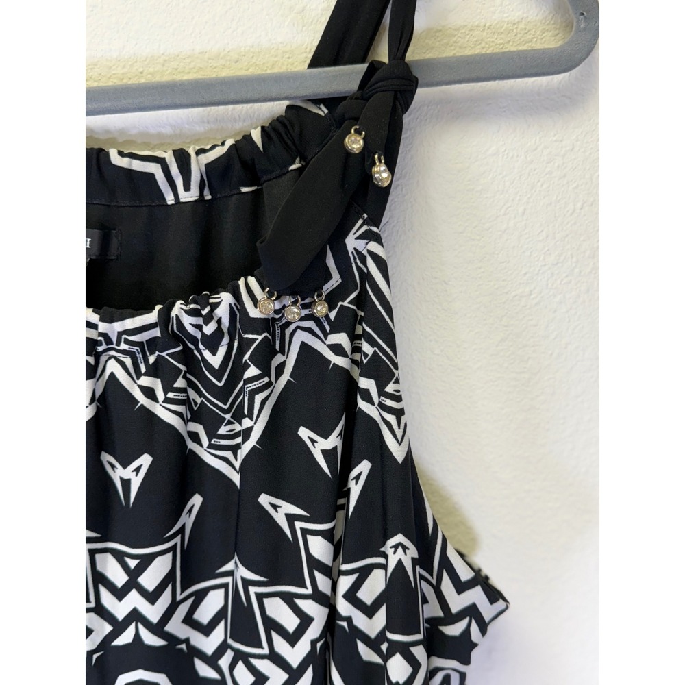 Alfani Womens Black White Geometric Print Maxi Dress Bow Accent Large‎ - Picture 8 of 8